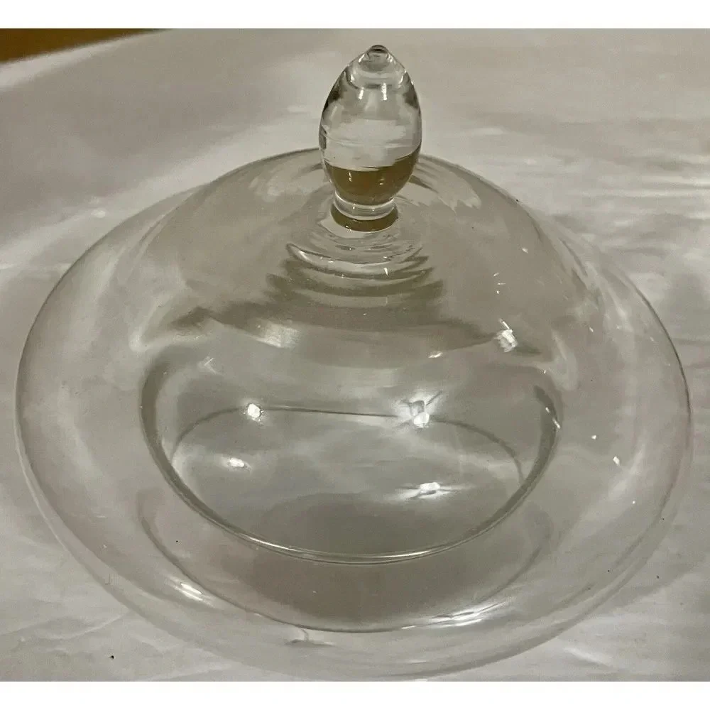 Clear Etched Glass Cookie Candy Jar Storage W/Lid 12 In H x 7 In W  4.5 In‎ Base